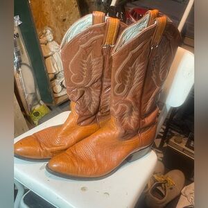 Larry Mahan Tan and Brown Western Boots
